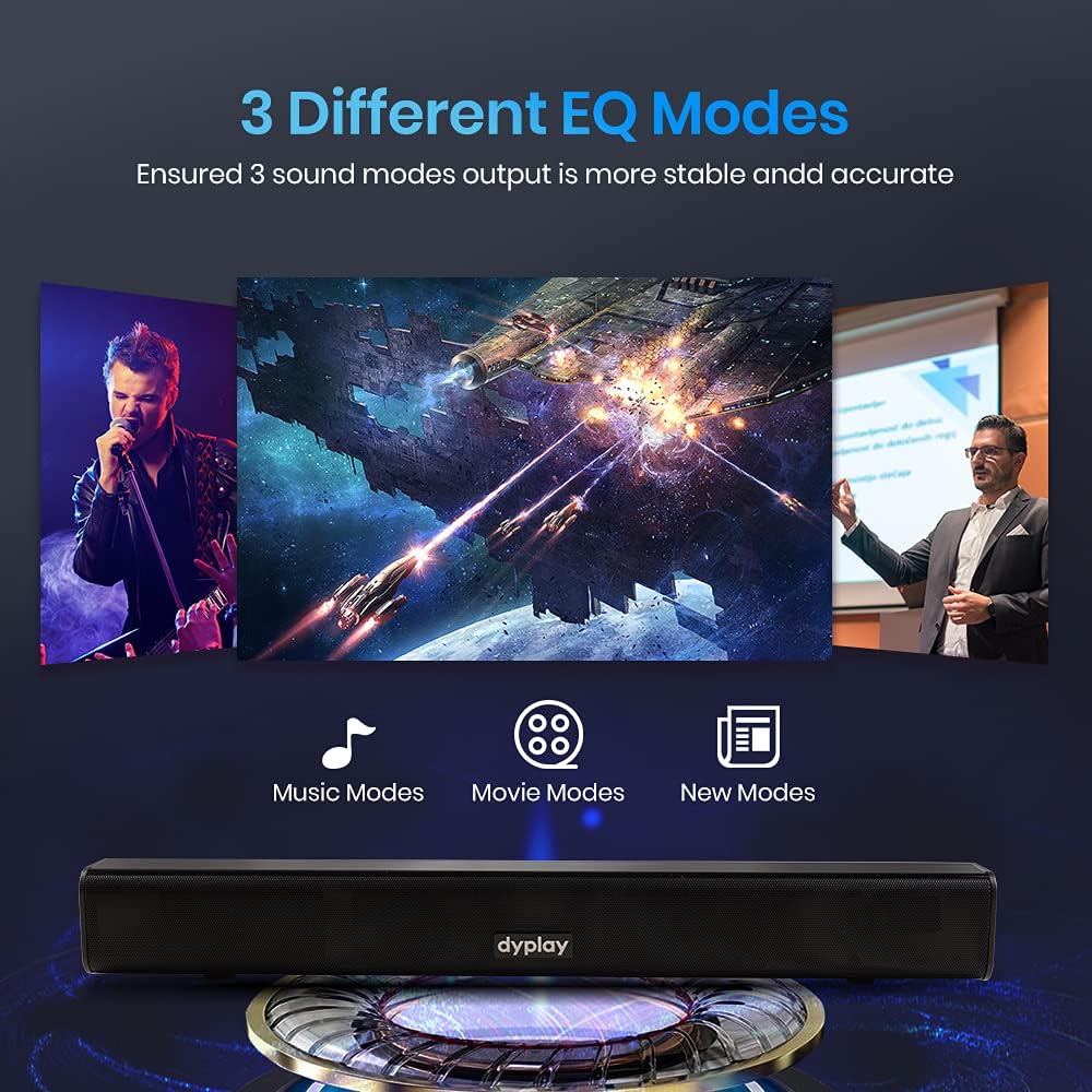 dyplay Soundbar, 20-inch 100W Sound Bar for TV, 2.0 Channel, 3 Equalizer Mode Audio Bluetooth 5.0, HDMI/Optical/AUX/TF/USB Connection