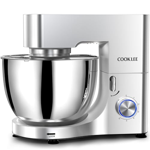 COOKLEE Stand Mixer, 9.5 Qt. 660W Electric Kitchen Mixer with Dishwasher-Safe Dough Hooks, Flat Beaters