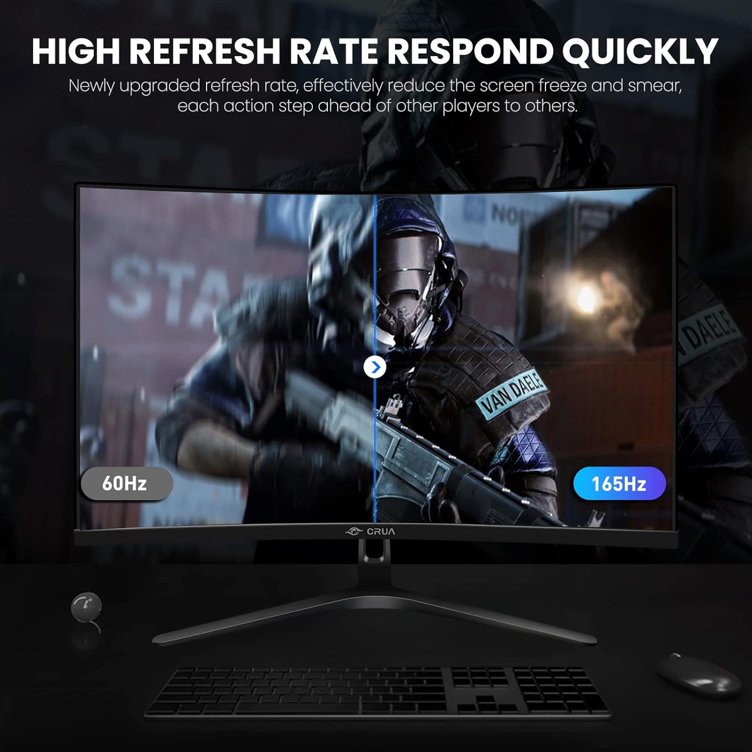 CRUA 32 inch 165Hz Ultrawide Monitor, Curved Gaming Monitor, PC Monitor FHD 1080P Monitor, 1800R Display, 1ms GTG, Freesync and Low Motion Blur