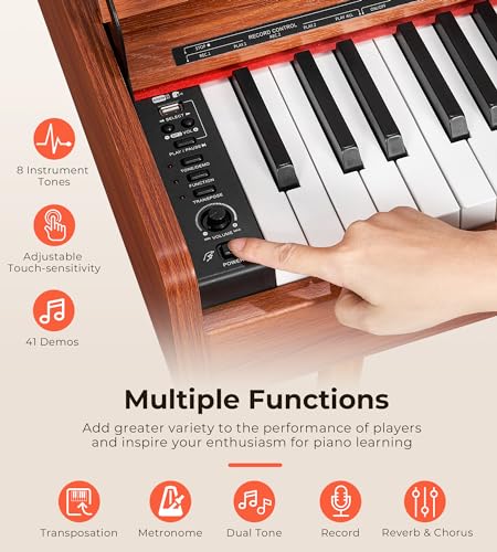 Digital Piano 88 Key Weighted Keyboard, Full-Size Electric Piano For Beginners, Piano 88 Keys Supports Usb-Midi Connecting, With Sheet Music Stand