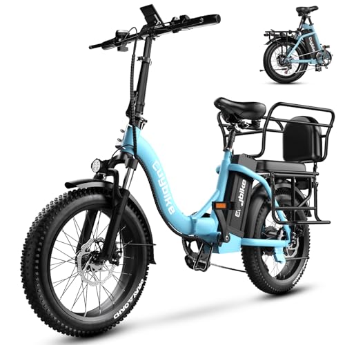 1000W Folding Electric Bike,48V 20AH Removable Battery E Bike,30+MPH,80 Miles Max Range Electric Bike for Adults,20" Fat Tire Foldable ebike