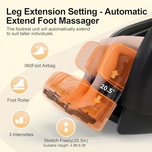 2025 Massage Chair Full Body - Zero Gravity Massage Chair for Back Fatigue with 10 Fixed Rollers, Footrest, Heating, Airbag Massager, Bluetooth