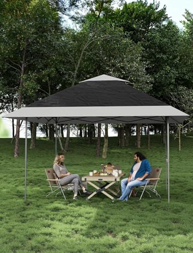 Garvee 13x13FT Pop Up Gazebo,Canopy Tent on Clearance,Outdoor Patio Gazebo, Tent for Party,Wedding,Outdoor Dining,Backyard(Dark Grgy+Light Grey)
