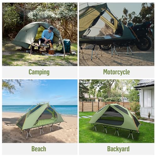 Night Cat Camping Cot Tent - Waterproof 1-Person Off-Ground Combo Cot Bed for Adults Portable Easy Set-up Tent