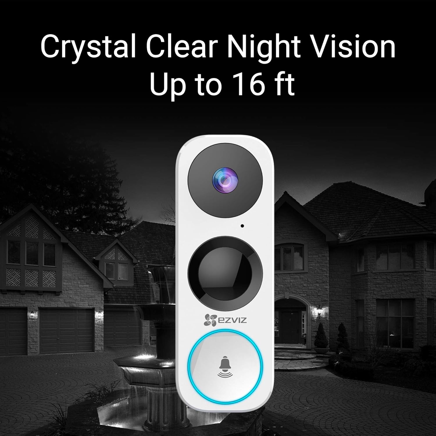 EZVIZ Doorbell Camera, Wired WiFi Video Doorbell, Night Vision, Two-Way Talk, PIR Motion Detection, Weather Proof
