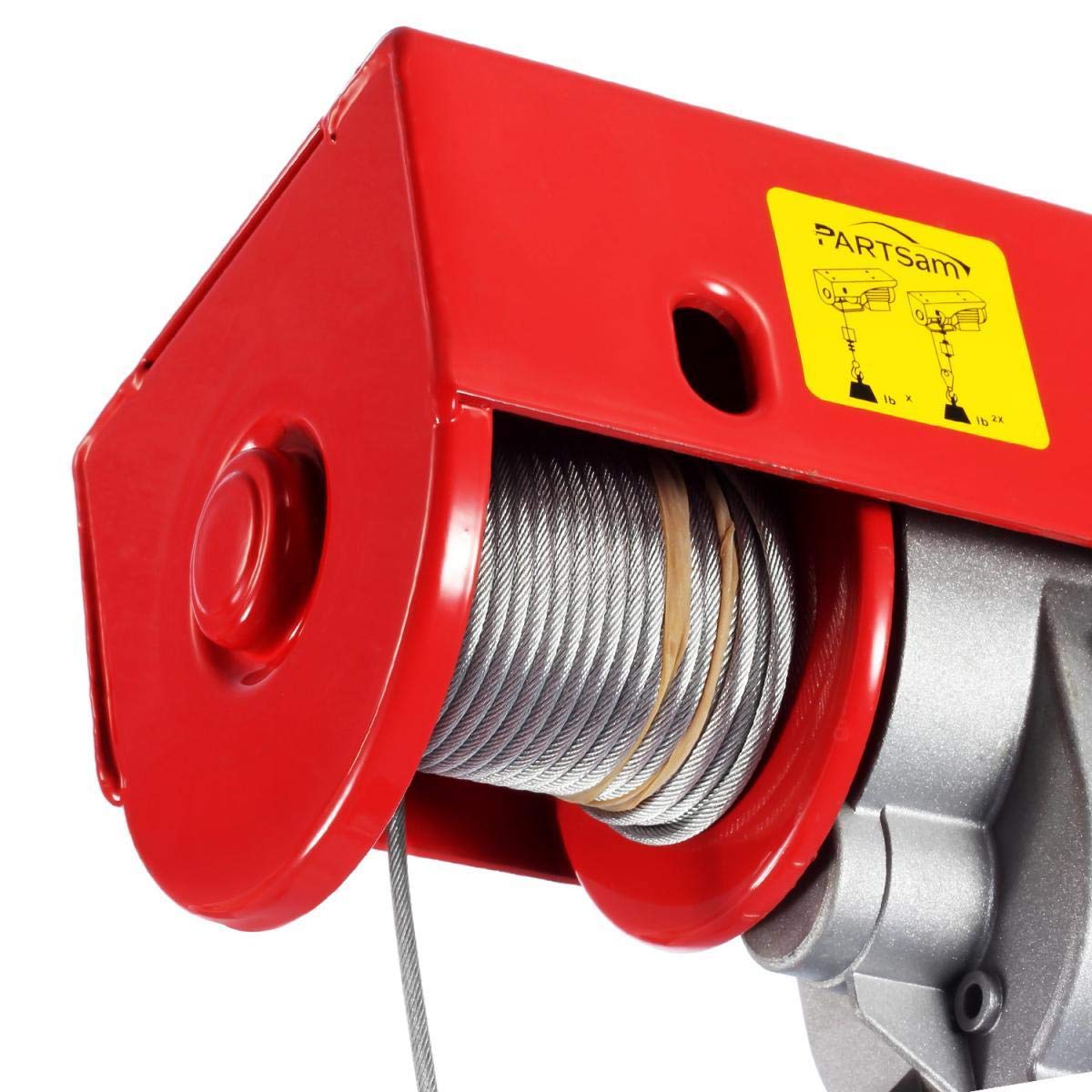 Partsam 880lbs Automatic Lift Electric Cable Hoist with Wireless Remote Control 110V Overhead Crane Garage Ceiling Pulley Winch w Towing Strap Sling