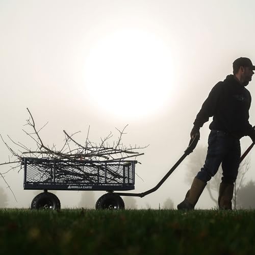 Gorilla Carts Steel Utility Wagon w/Removable Side Panels, 4 Cu Ft, 900 lb Capacity, Black