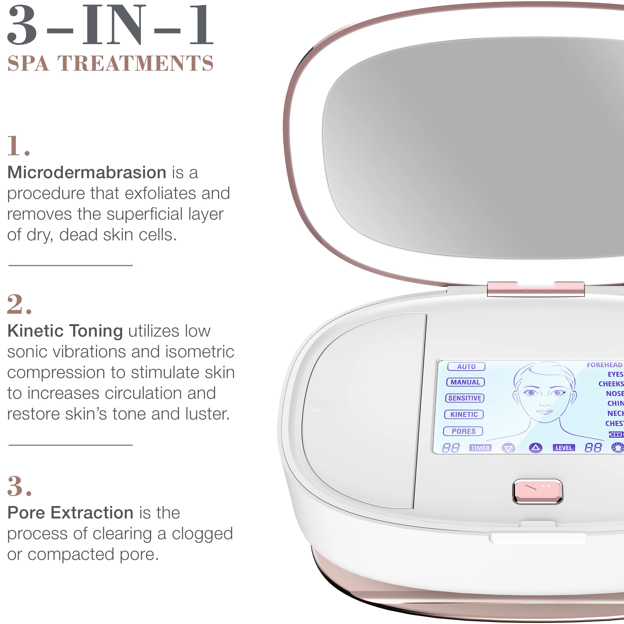 Trophy Skin UltradermMD - 3 in 1 Home Spa Microdermabrasion - Deep Skin Exfoliator Machine with Real Diamond and Pore Extractor Tips