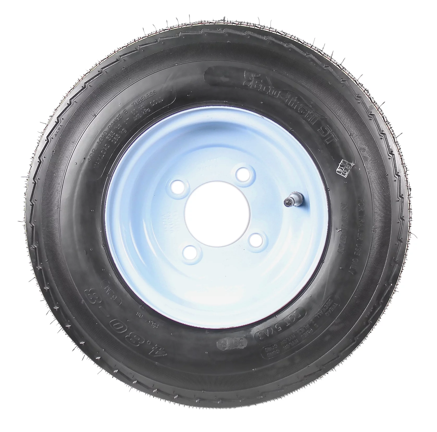 Two Trailer Tires On Rims 4.80-8 480-8 4.80 X 8 8 in. B 4 Lug Bolt Wheel White