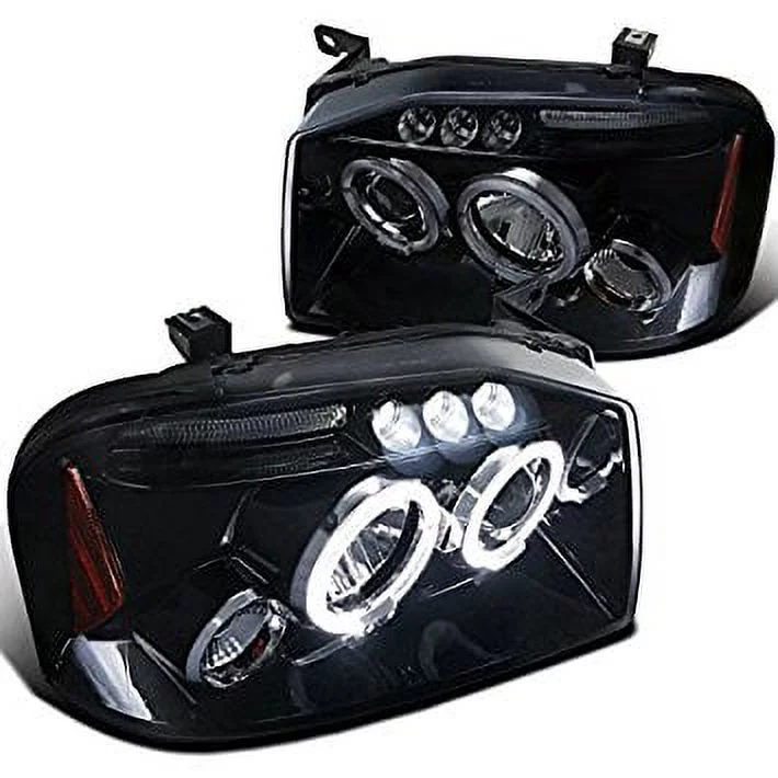 Spec-D Tuning 2LHP-FRO01G-TM For Nissan Frontier Glossy Black Dual Halo LED Projector Headlights - Curated Treasures Market