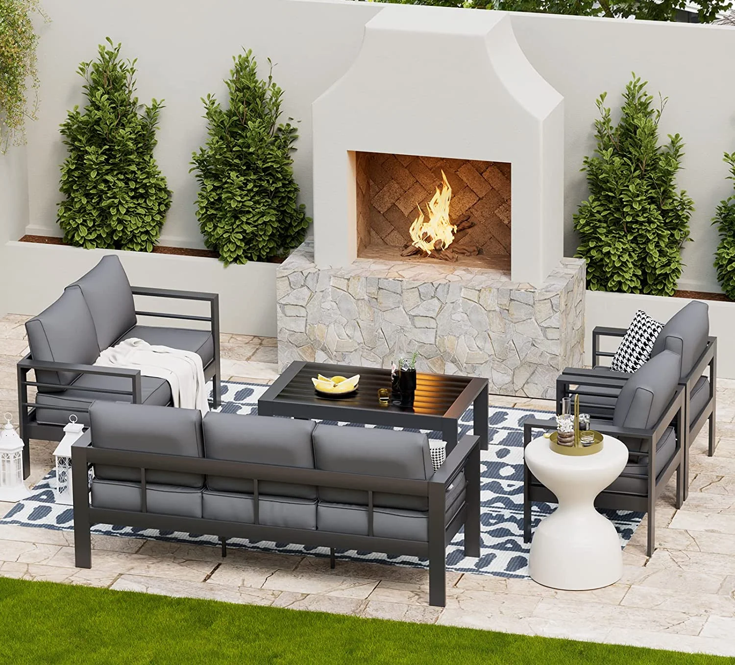 UDPATIO Aluminum Patio Furniture Set, Metal Patio Furniture Outdoor Couch, Aluminum Patio Chairs