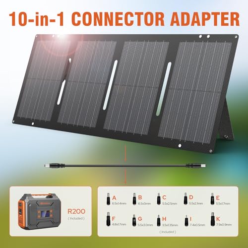 Portable Solar Generator, 300W Portable Power Station with Foldable 60W Solar Panel