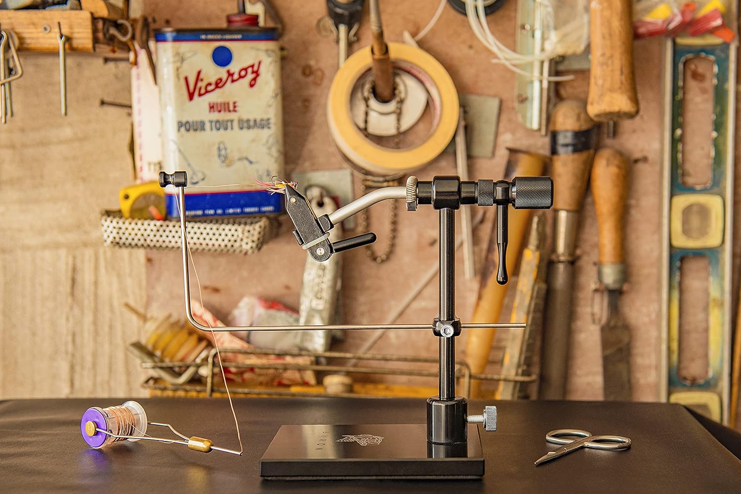 Byron Rotary Fly Tying Vise with Steel Screws and Portable Travel Case - Well Made and Easy to Use Fly Tying Vise