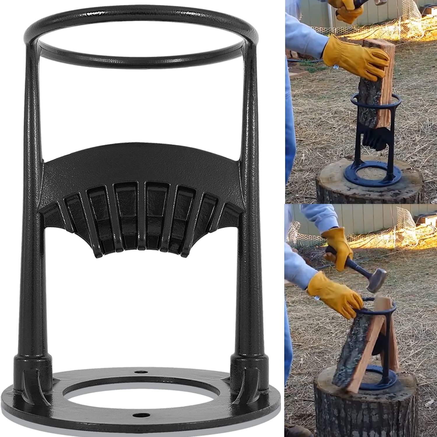2022 Upgrade Heavy Duty 12lb Kindling Cracker, Firewood Splitter Wedge - No Sharp Edge Wood Splitter, Manual Log Splitter
