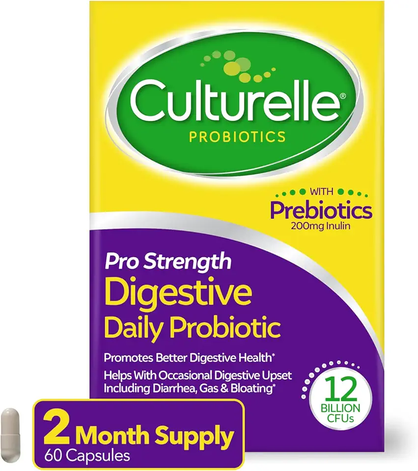 Culturelle Pro Strength Daily Probiotics For Digestive Health (2 Month Supply) with Prebiotics for Women & Men, Supports Occasional Diarrhea