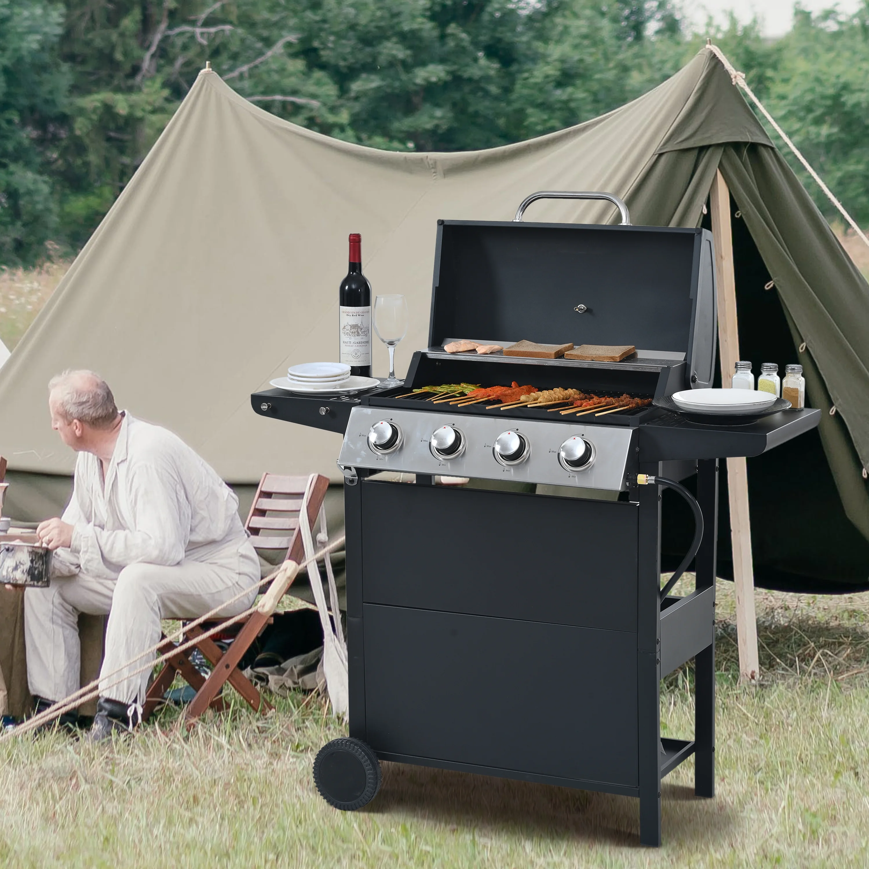 Propane Grill 4 Burner  Garden Barbecue Grill Stainless Steel Gas Grill - Curated Treasures Market