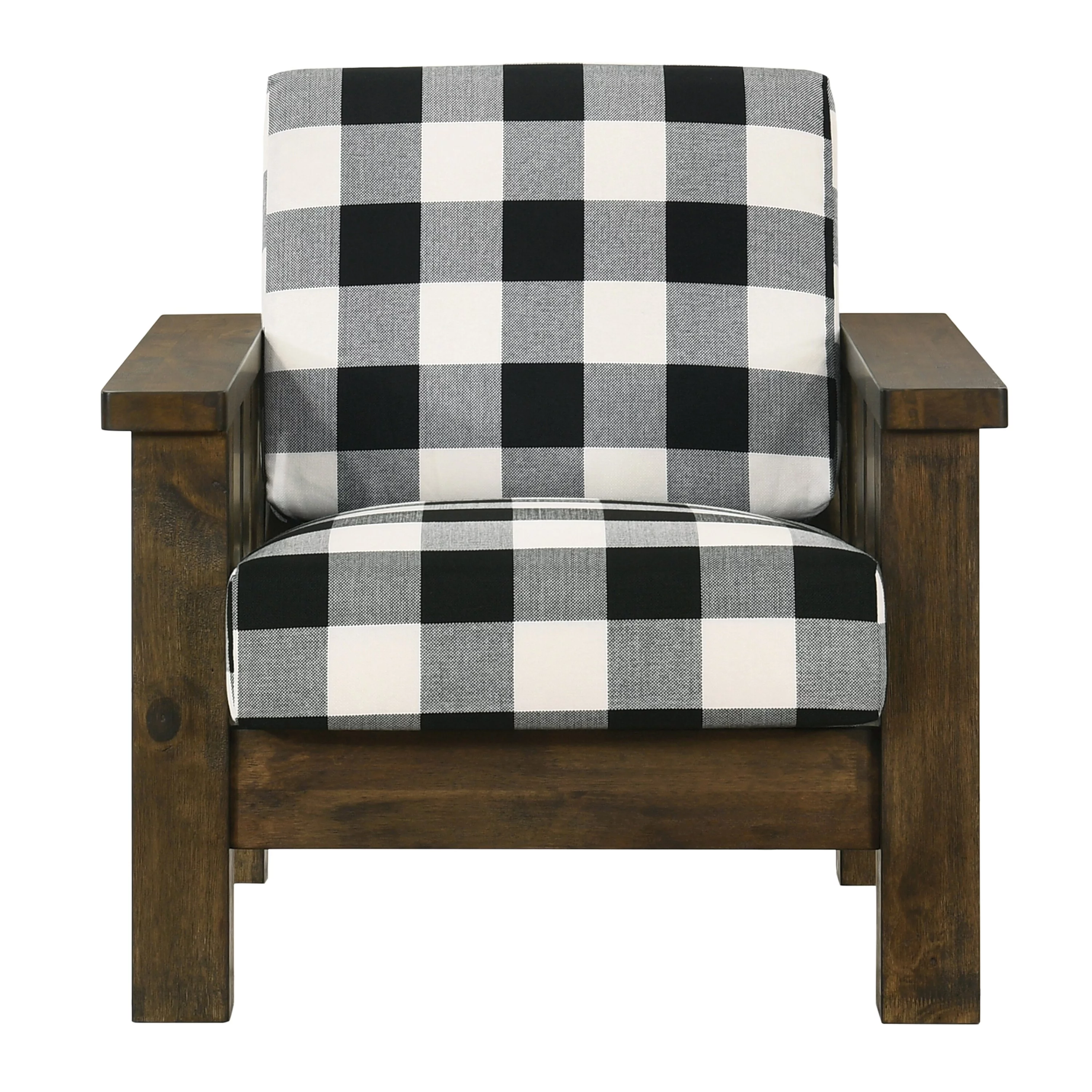 Furniture of America Jimo Rustic Oak Linen Fabric Padded Accent Chair by