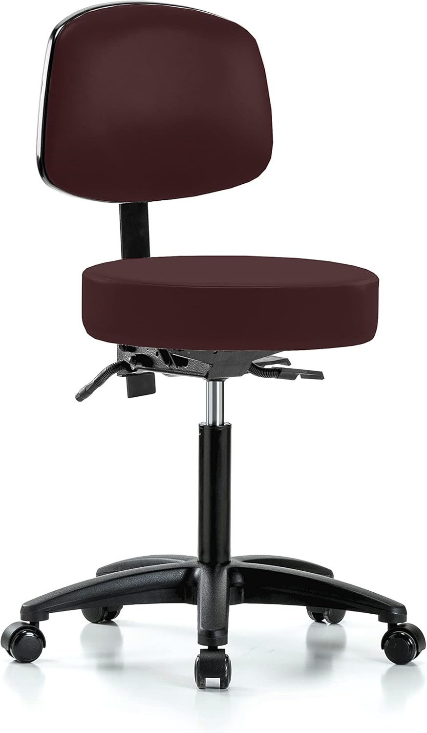 Perch Walter Rolling Height Adjustable Doctor's Stool with Back for Carpet or Linoleum | Workbench Height | 300-Pound Weight Capacity | 12 Year