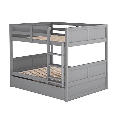 SOFTSEA Twin Over Full Bunk Bed with Slide, Solid Wood Bunk Beds with Stairs for Kids