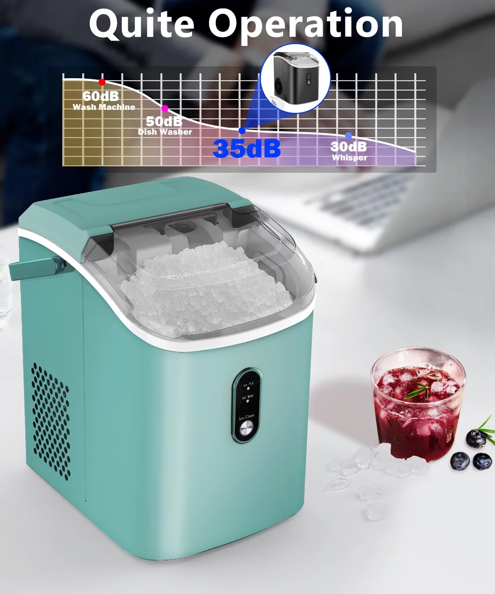 COWSAR 33lbs Countertop Nugget Ice Maker, Potable with Scoop,聽Soft Nugget Ice Ready in 10mins, Red