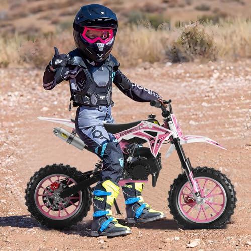 Kids dirt bike - 49cc Dirt Bikes Gas Mini Bike Kids Motorcycle, Upgrade Pit Bike Mini Motorcycle for kids, Off Road Tires, Front Rear Disc Brakes