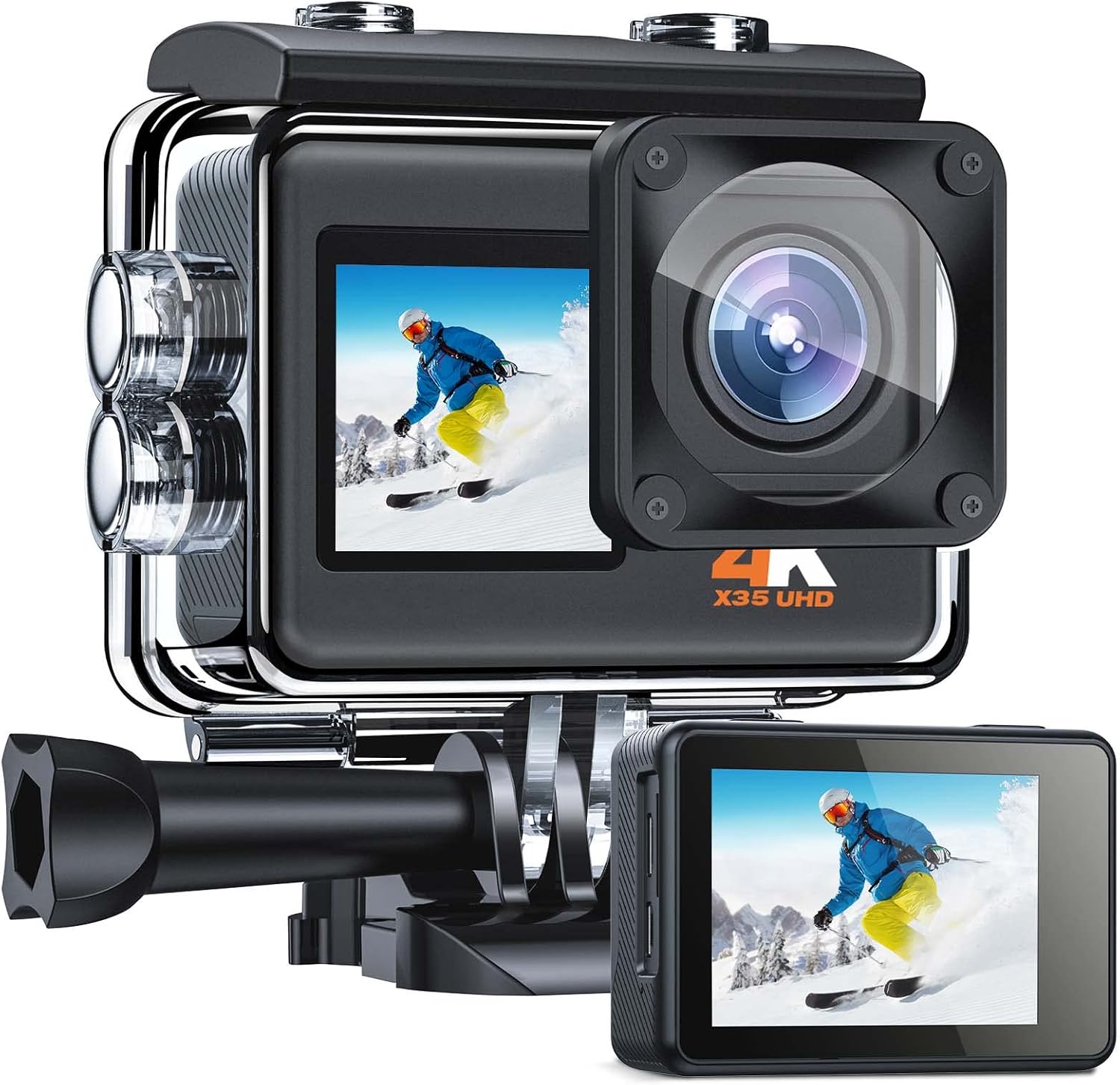 Action Camera 4K 24MP Ultra HD WiFi Dual Color Screen Sports Underwater Camera EIS 131FT Waterproof Camera 170 Degree Wide Angle
