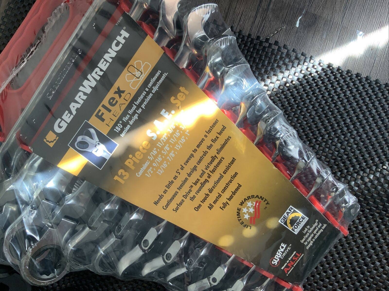 GearWrench 9702 13 Piece Flex-Head Combination Ratcheting Wrench Set SAE