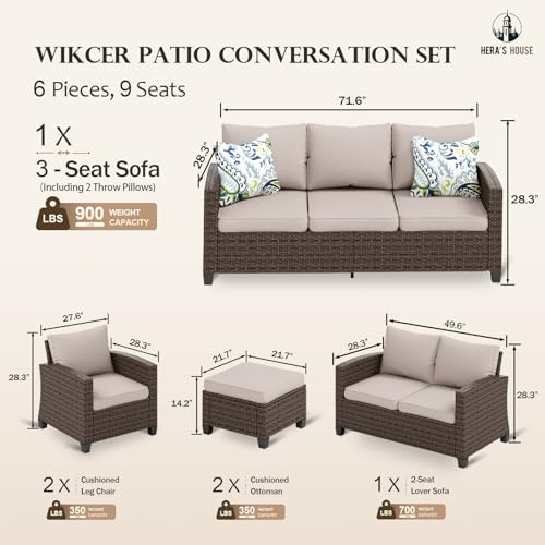 HERA'S HOUSE Patio Furniture Set with 56" Fire Pit Table, Outdoor Patio Conversation Sets