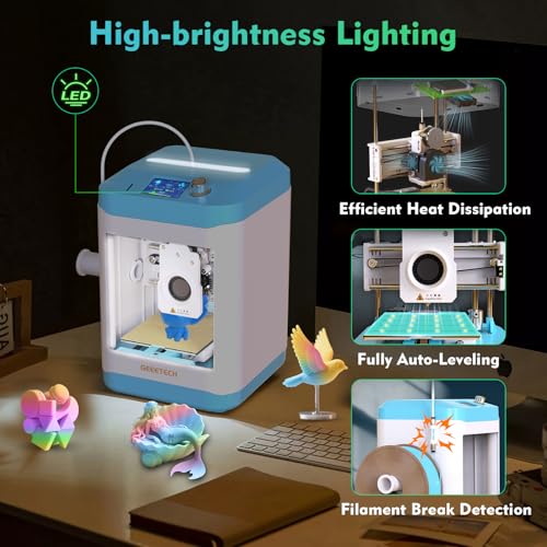 3D Printer for Kids and Beginners,Geeetech Mini 3D Printers with Auto Leveling,High Speed and Fully Open Source,Fully Assembled Direct Drive Extruder