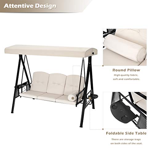 U-MAX Porch Swing Chair with Adjustable Backrest&Canopy