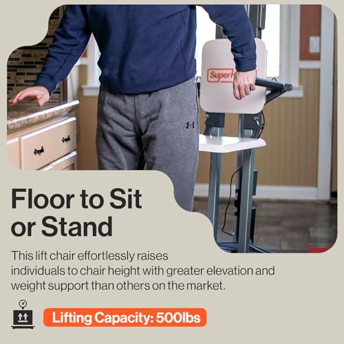SuperHandy GoRise Electric Floor to Stand Lift – 500 Lbs Capacity, Standing Assistance, Portable, Adjustable, Ergonomic, Easy Storage