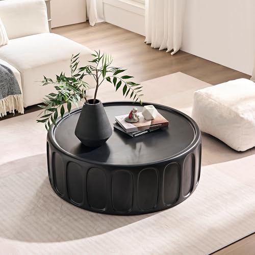 JUSTONE 15.75 ''Round Coffee Table, Accent End Table for Living Room Office Apartment, Modern Minimalist Side Table with Faux Marble Pattern