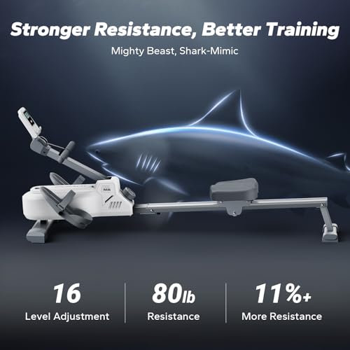 MERACH Foldable Rowing Machines for Home, Magnetic Rowing Machine with 16-Level, Compact Row Saves 20% Space, 350 LBS Load Capacity