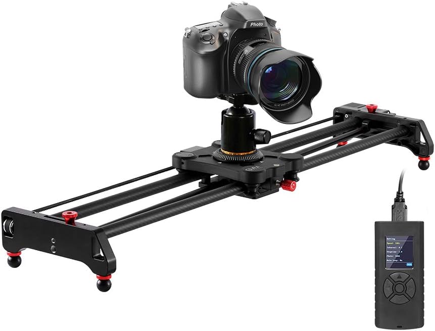GVM Motorized Camera Slider, 31 Carbon Fiber Dolly Rail Camera Slider with Time-Lapse Photography