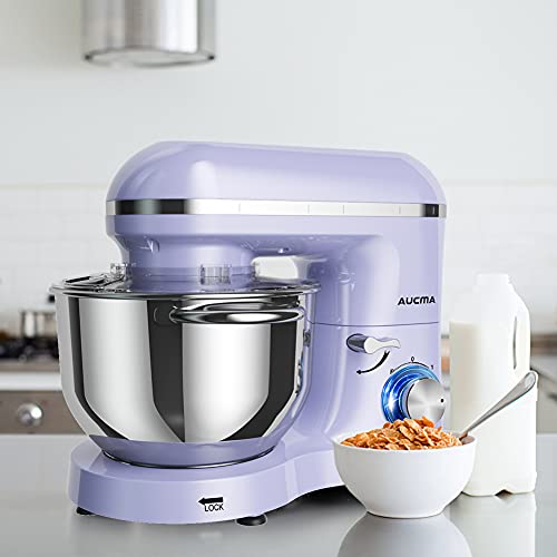 Aucma Stand Mixer,6.5-QT 660W 6-Speed Tilt-Head Food Mixer, Kitchen Electric Mixer with Dough Hook, Wire Whip & Beater (6.5QT, Black)