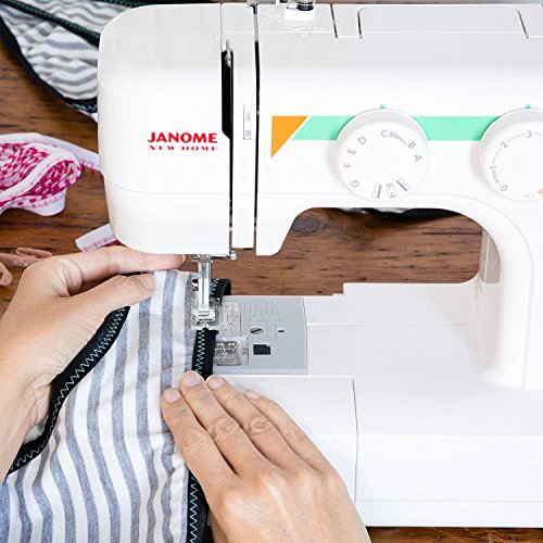Janome MOD-19 Easy-to-Use Sewing Machine with 19 Stitches, Automatic Needle Threader and 5-Piece Feed Dogs,white