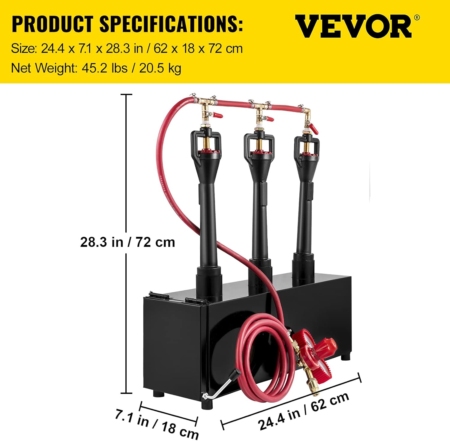 VEVOR Propane Knife Forge, Blacksmithing Forge with Three Burners, Portable Propane Forge with Single Durable Door, Large Capacity Farrier Forge