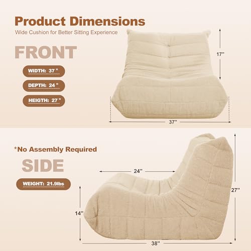Bean Bag Chair Big Sofa Beanbag Chair for Adults Fireside Chair Bean Bag Lounger with Memory Foam Filled for Home