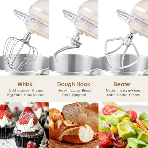 Aucma Stand Mixer,6.5-QT 660W 6-Speed Tilt-Head Food Mixer, Kitchen Electric Mixer with Dough Hook, Wire Whip & Beater (6.5QT, Black)
