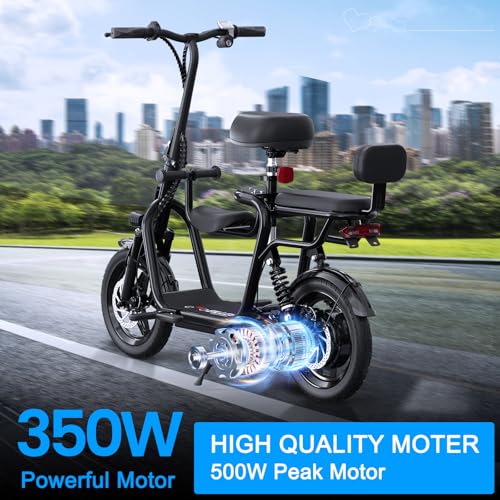 Adult Electric Scooter with Seat, Electric Scooters for Adults with 500W Peak Power Motor, 17.4mph & 20 Mile Range