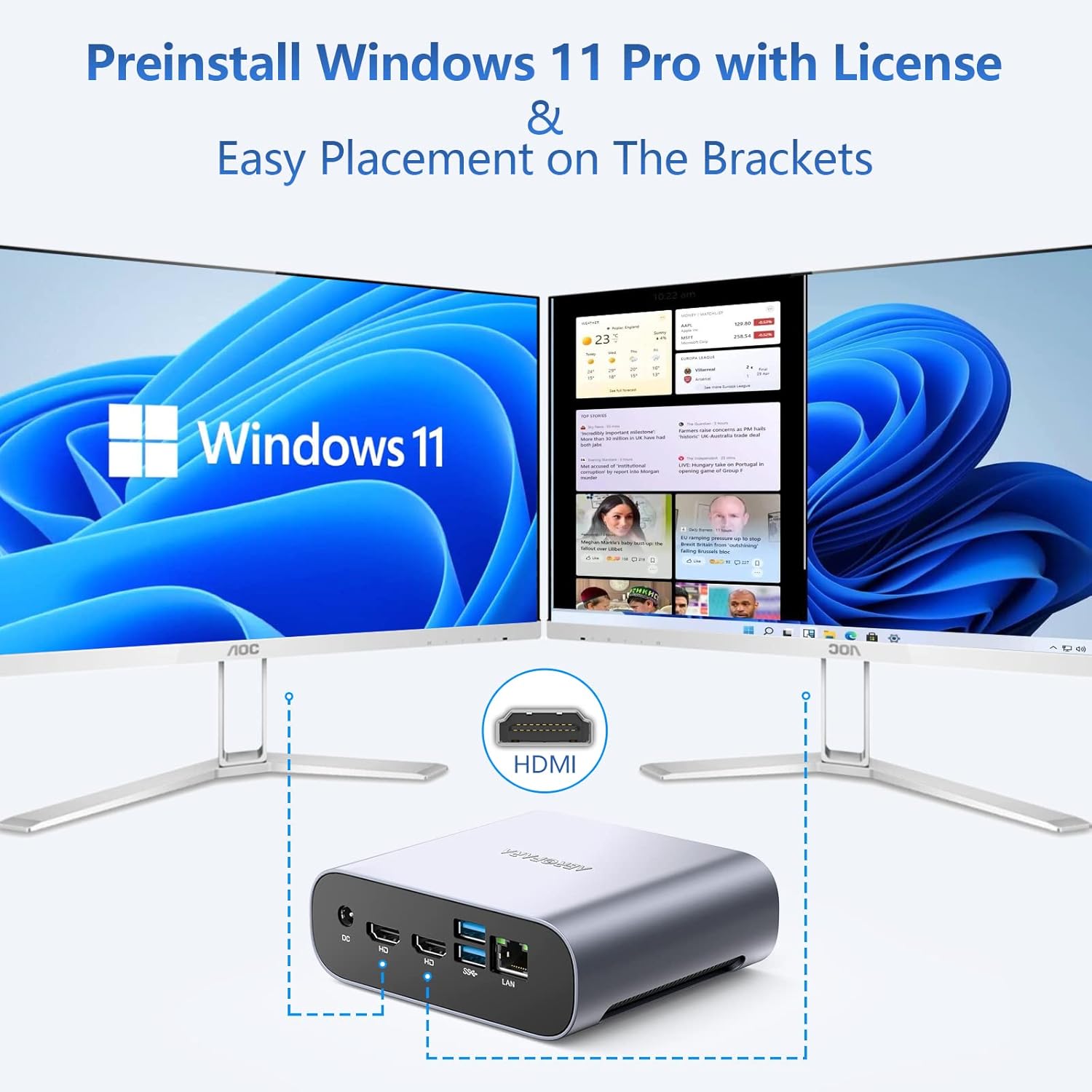 Mini PC Windows 11 Pro, New 4 Core 8th Gen i5-8279U (Up to 4.1GHz), 8G RAM 256G SSD, Smart Cache, Mini Computers 4K 60Hz Dual HDMI, Gigabit Ethernet