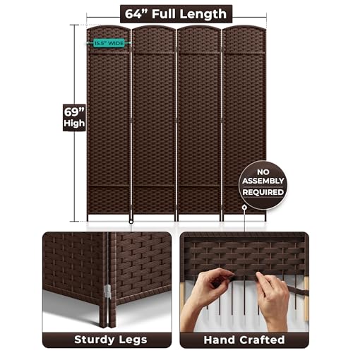 Sorbus 8-Panel Black Room Divider with Double Hinged Panels, 6 ft Tall Folding Privacy Screen