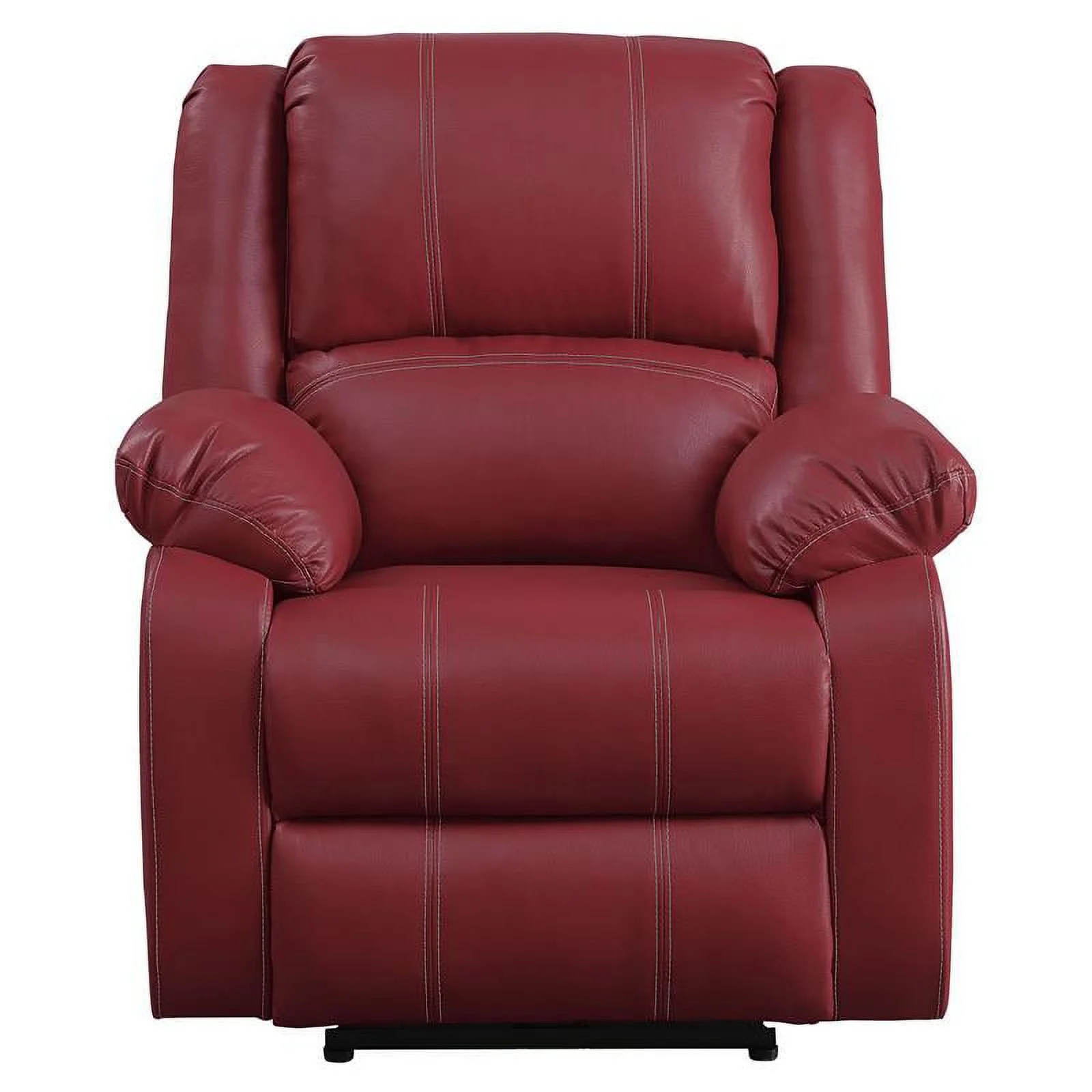 Bowery Hill Power Recliner with Pillow Top Armrest in Red Faux Leather