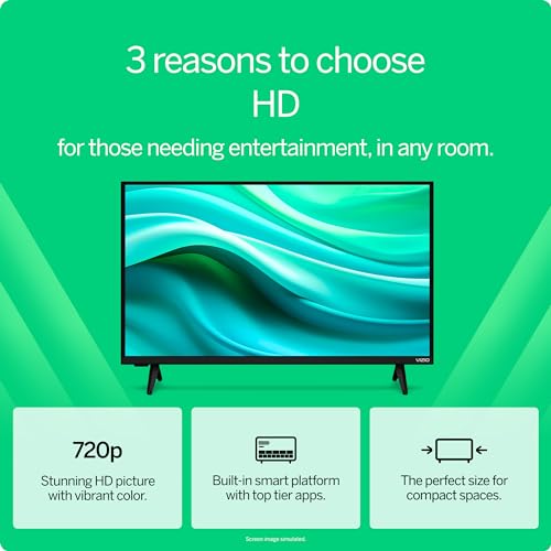 VIZIO 32-inch HD Smart TV 720p LED w/Alexa Compatibility, Google Cast Built-in, Bluetooth Headphone Capable (VHD32M-08, New)