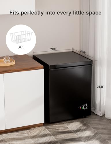 7.0 Cu Ft Chest Freezer - Energy Efficient & Quiet Mini Freezer with Adjustable Thermostat - Compact Deep Freezer for Home, Apartment, and Garage
