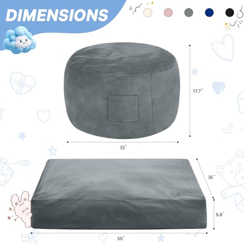 Bean Bag Chairs for Adults - Giant Bean Bag Chair Convertible Bean Bag Bed - Beanbag Chair with Micro Fiber Cover/Furniture Foam Filler