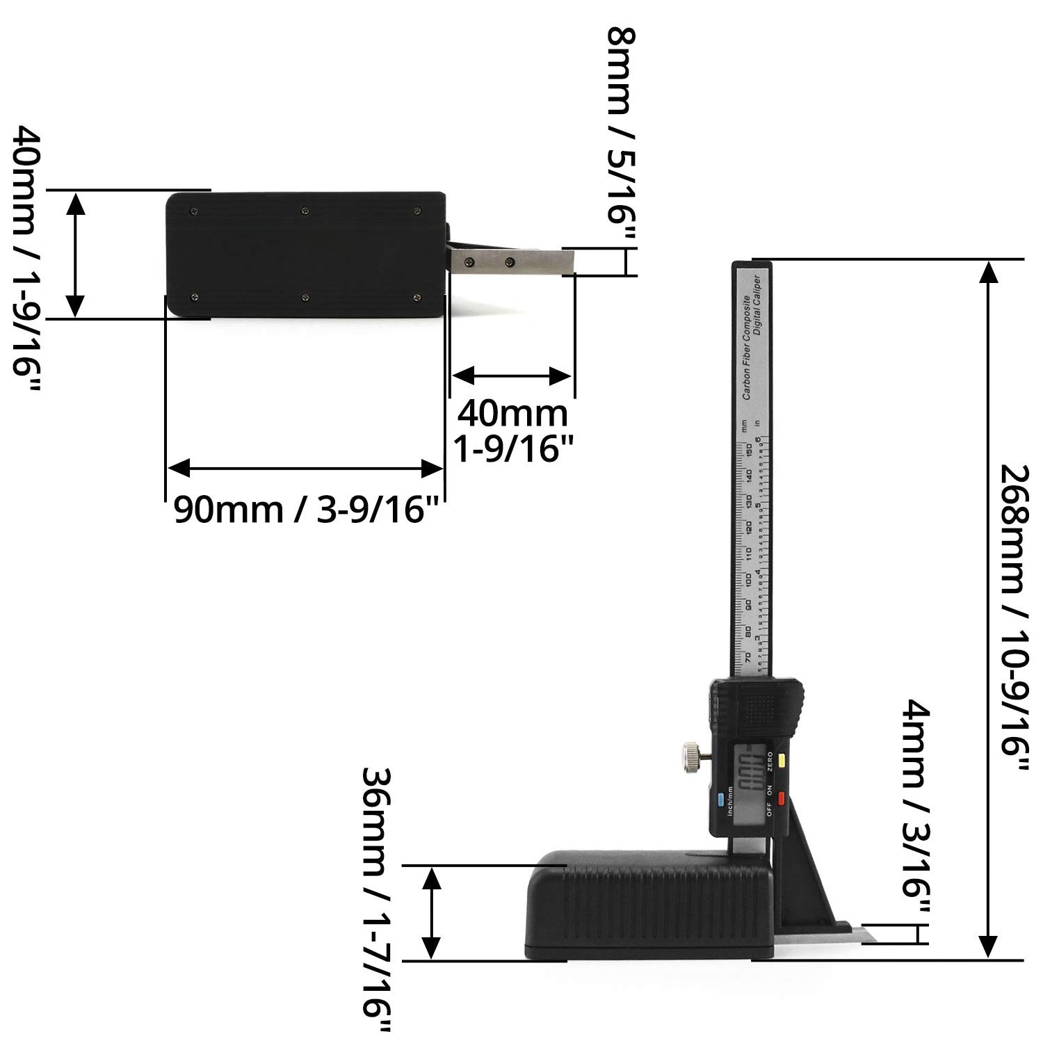 QWORK Height Gauge, 0-150mm Digital Display Height Aperture Caliper Gauge Measuring Tools with Magnetic Self Standing Feet Base