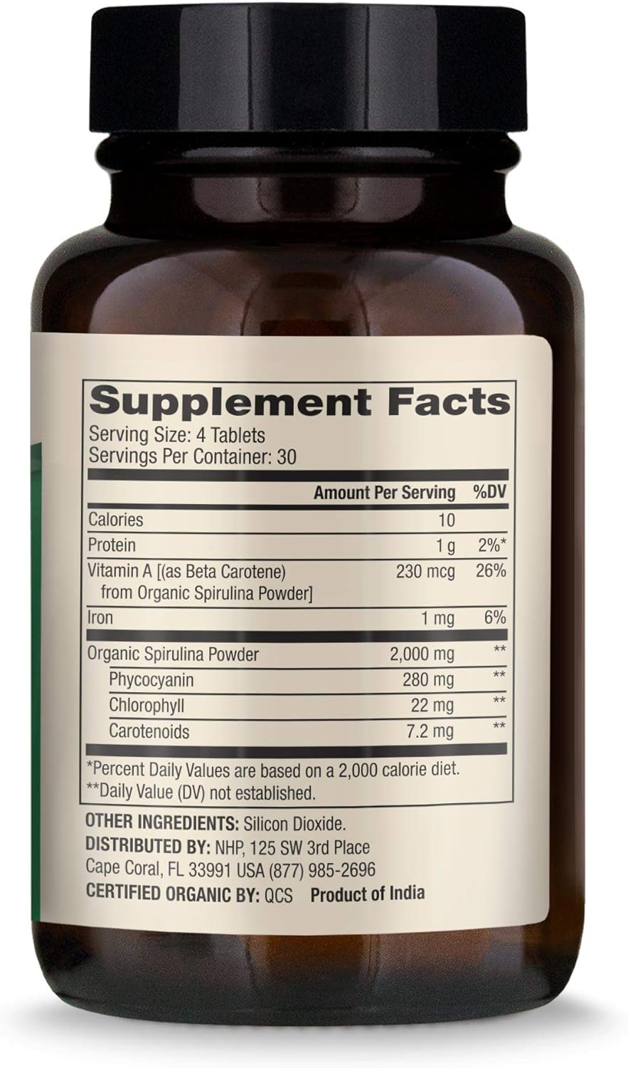 Dr. Mercola Organic Spirulina Dietary Supplement, 2,000 mg per Serving, 30 Servings (120 Tablets), Supports Normal Immune and Inflammatory Responses*