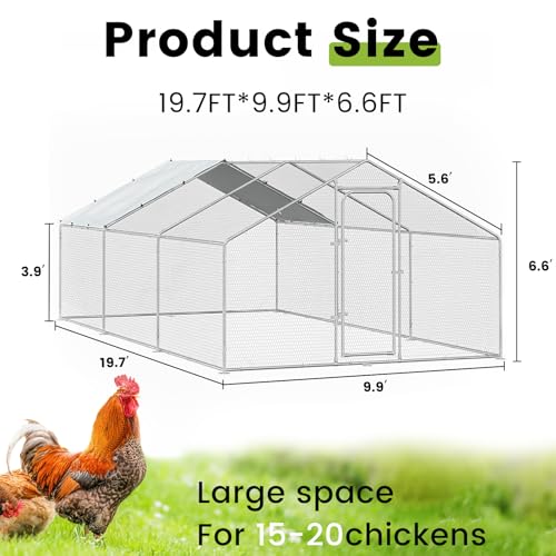 BOSSIN Metal Chicken Coop with Waterproof Cover, Poultry Cage Spire Shaped Coop, Walk-in and Heavy Duty Design