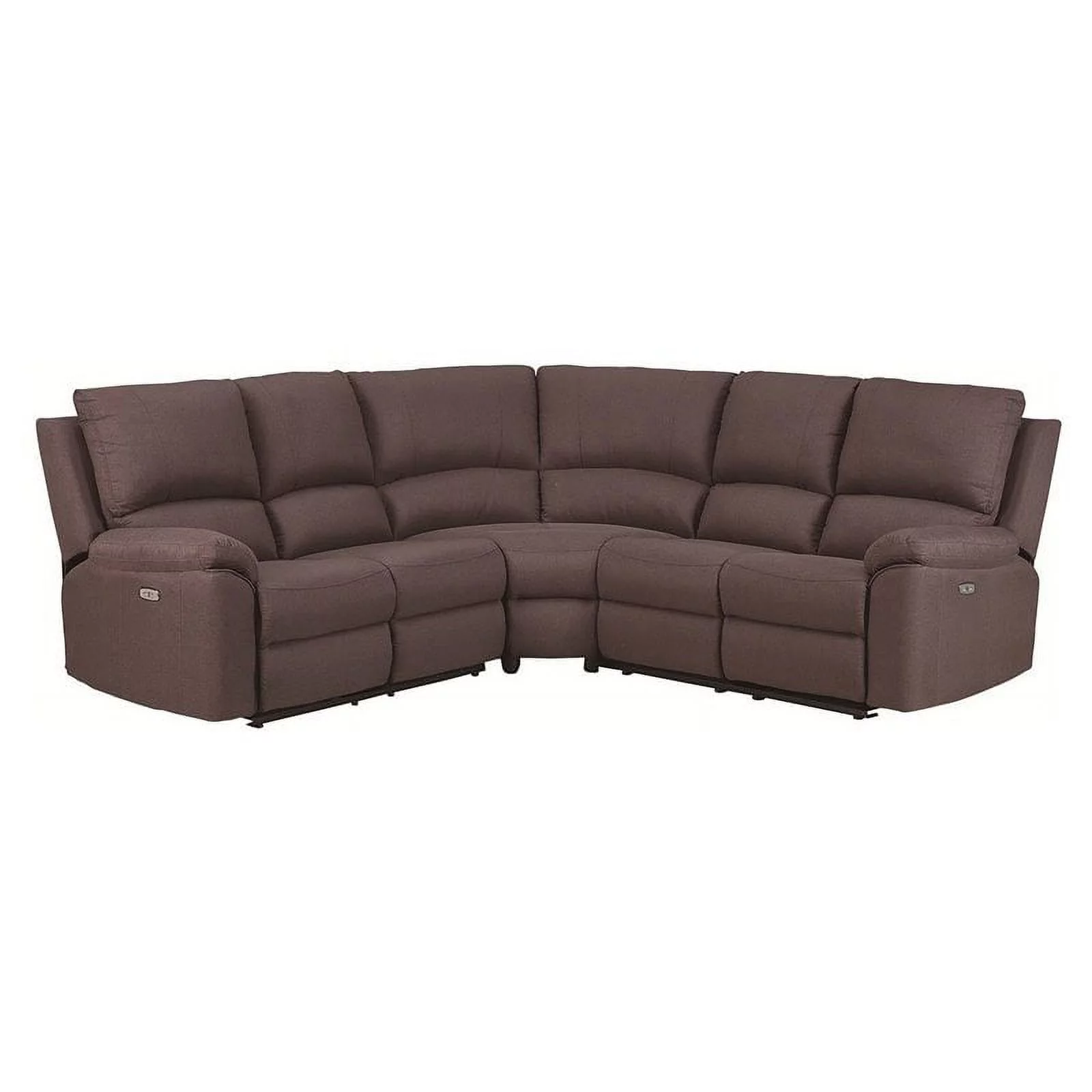 Titan Furnishings Transitional Chanille Fabric Power Reclining Sectional - Brown